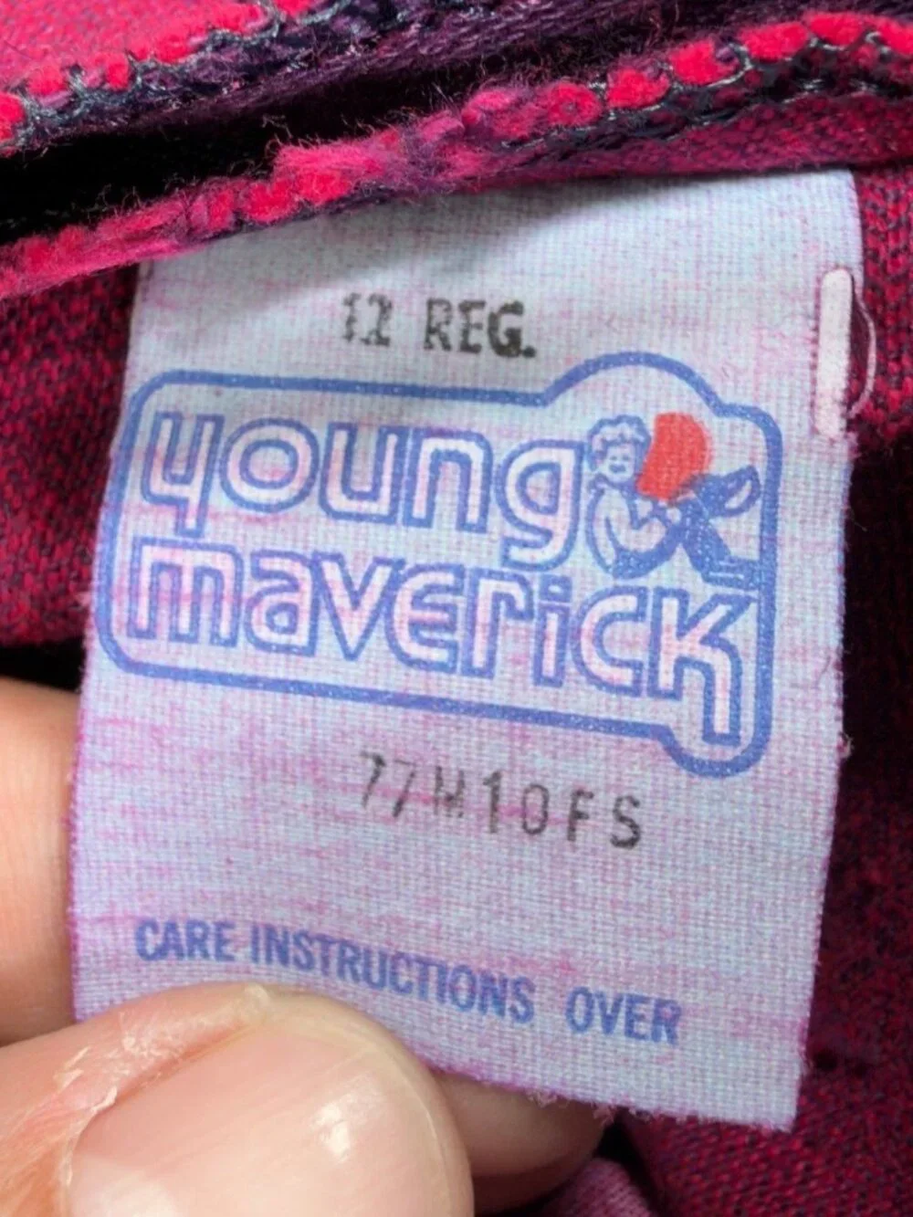Young Maverick Jeans Girls 12 Reg Purple Cotton Straight VTG 70s Blue Bell USA